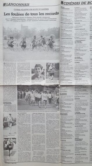 Journal Sud-Ouest 13 mai 1998 Les Foulées Mazériennes 13 mai 1998. Sylvain Barnet. French-running.com