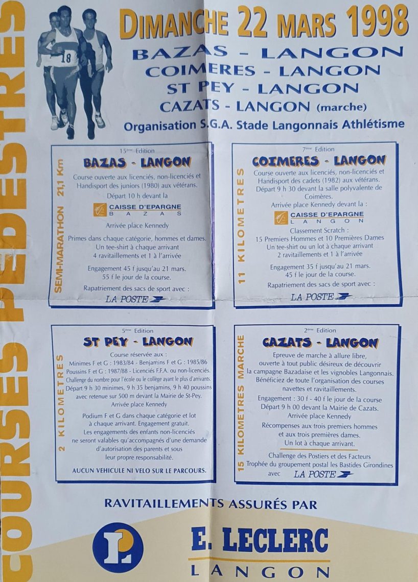 Coimères Langon,Coimères Langon 1998,Bazas Coimères Langon 1998,Bazas Coimères Langon,Langon,Langon 33,Langon course à pied,Langon Running,Langon sud Gironde,Langon Bordeaux,Langon Sylvain Barnet,Langon French-running.com